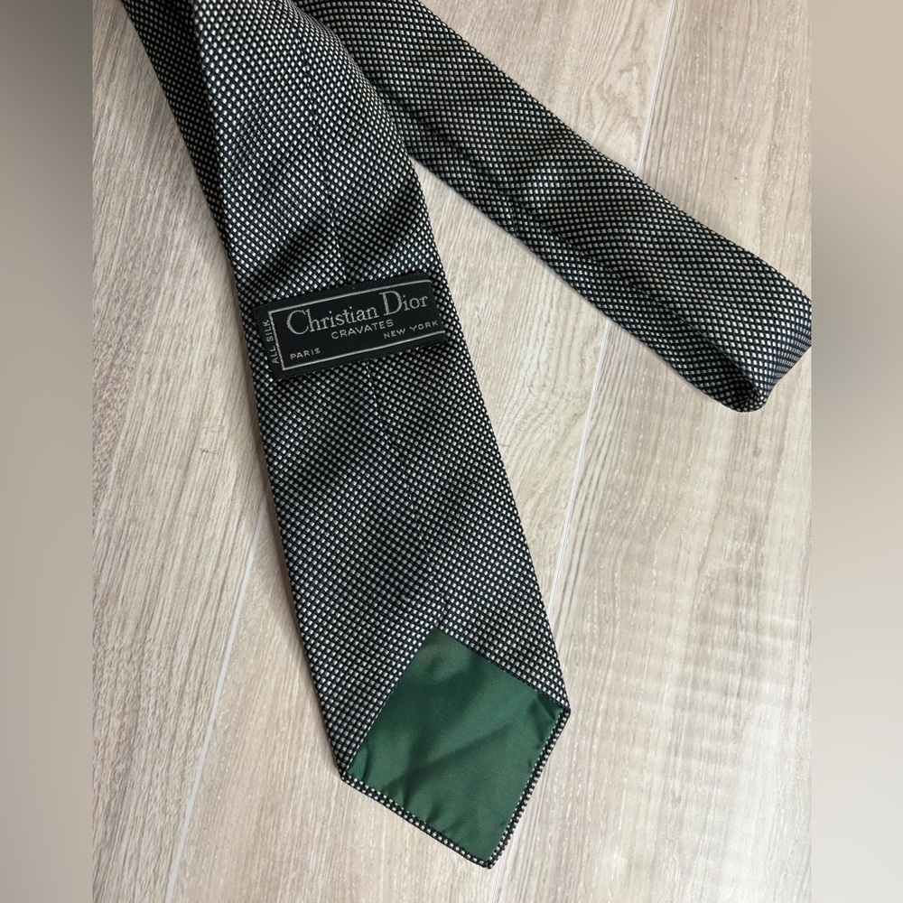 Christian Dior All Silk Slim Tie Black Brown